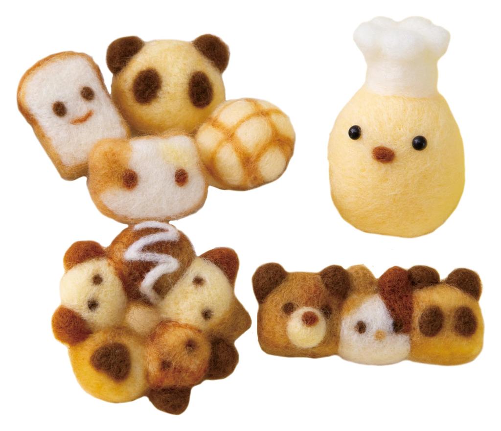Hamanaka Felt Wool Needle Felted Village Chick Designed by Midori Kit "Mofumofu Bakery" (Using Aclaine) Hattori, H441-644