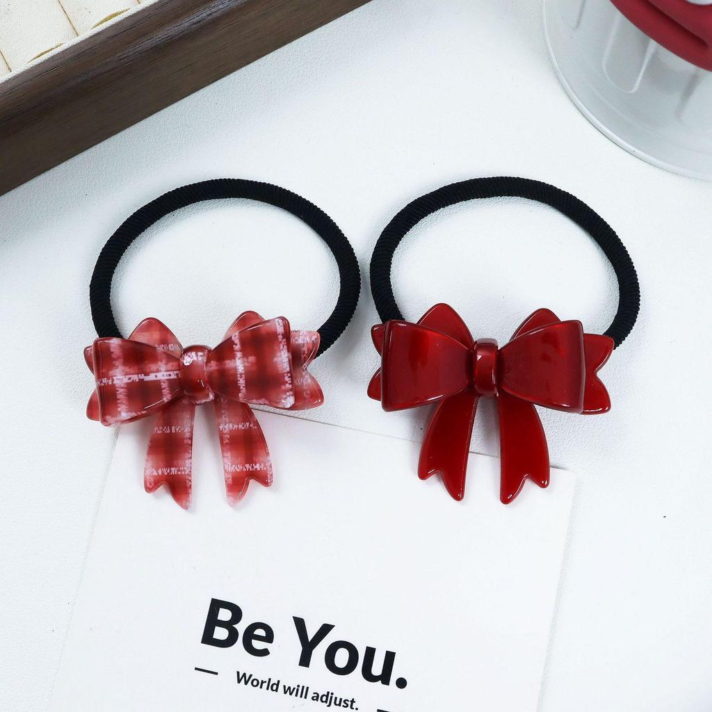Nanrui Jewelry Acetate Bow Hair Tie 5.3cm - Cute Bowknot Hair Rope & High Ponytail Clip