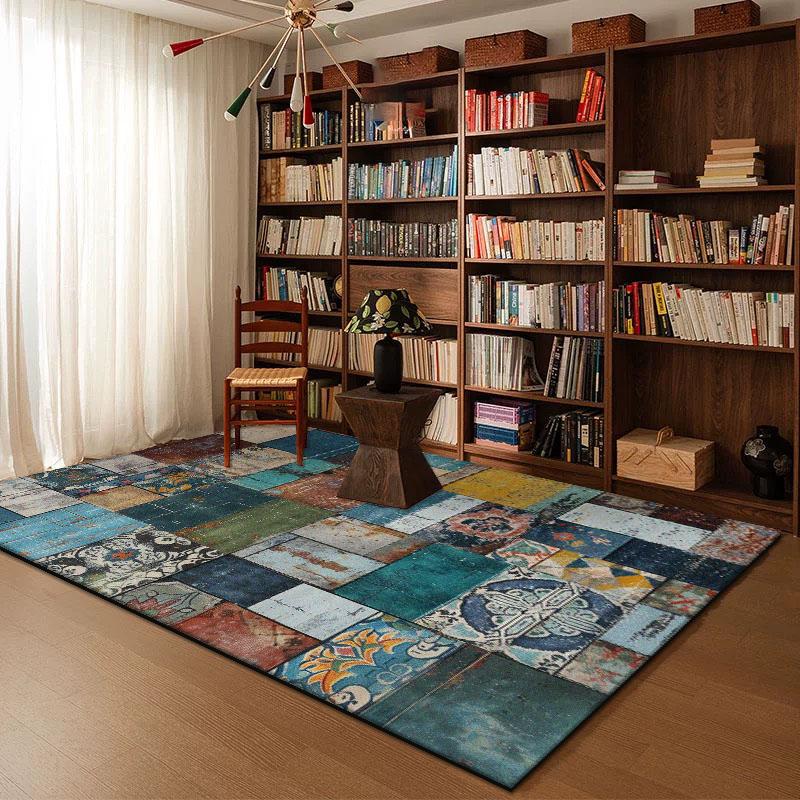 Geometrischer abstrakter Teppich für Wohnzimmerdekor Arbeitszimmer zu Hause Große Flächenteppiche Schlafzimmer Bettseite Waschbar Rutschfest Weiche Bodenmatte