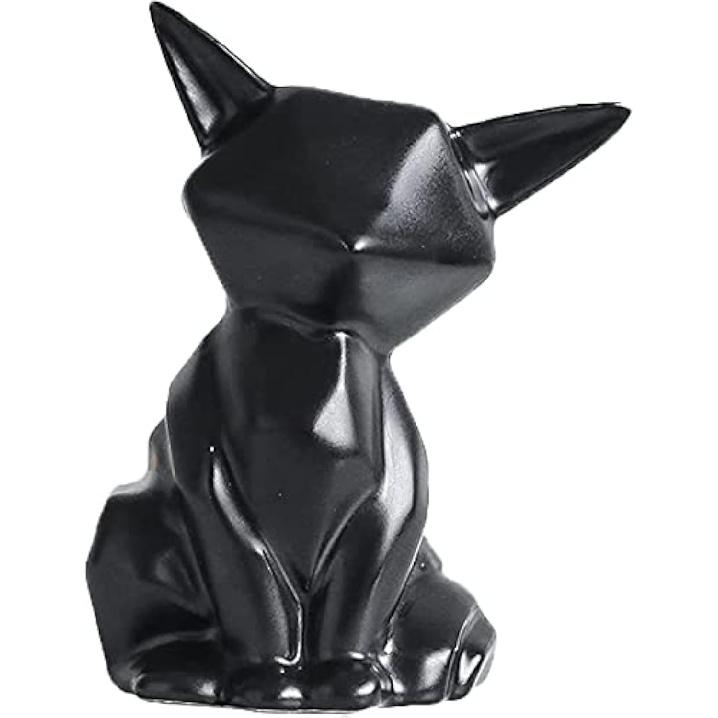 Ceramic Cat Figurine Loving Cat Statue Cat Desk Decoration for Home Office Table Desktop Ornaments - Black, S