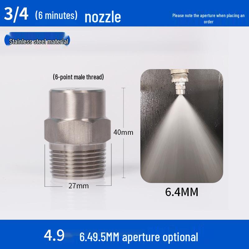 Stainless Steel High/Low Pressure Atomizing Water Spray Nozzle for Industrial Cleaning, Cooling, and Dust Removal.