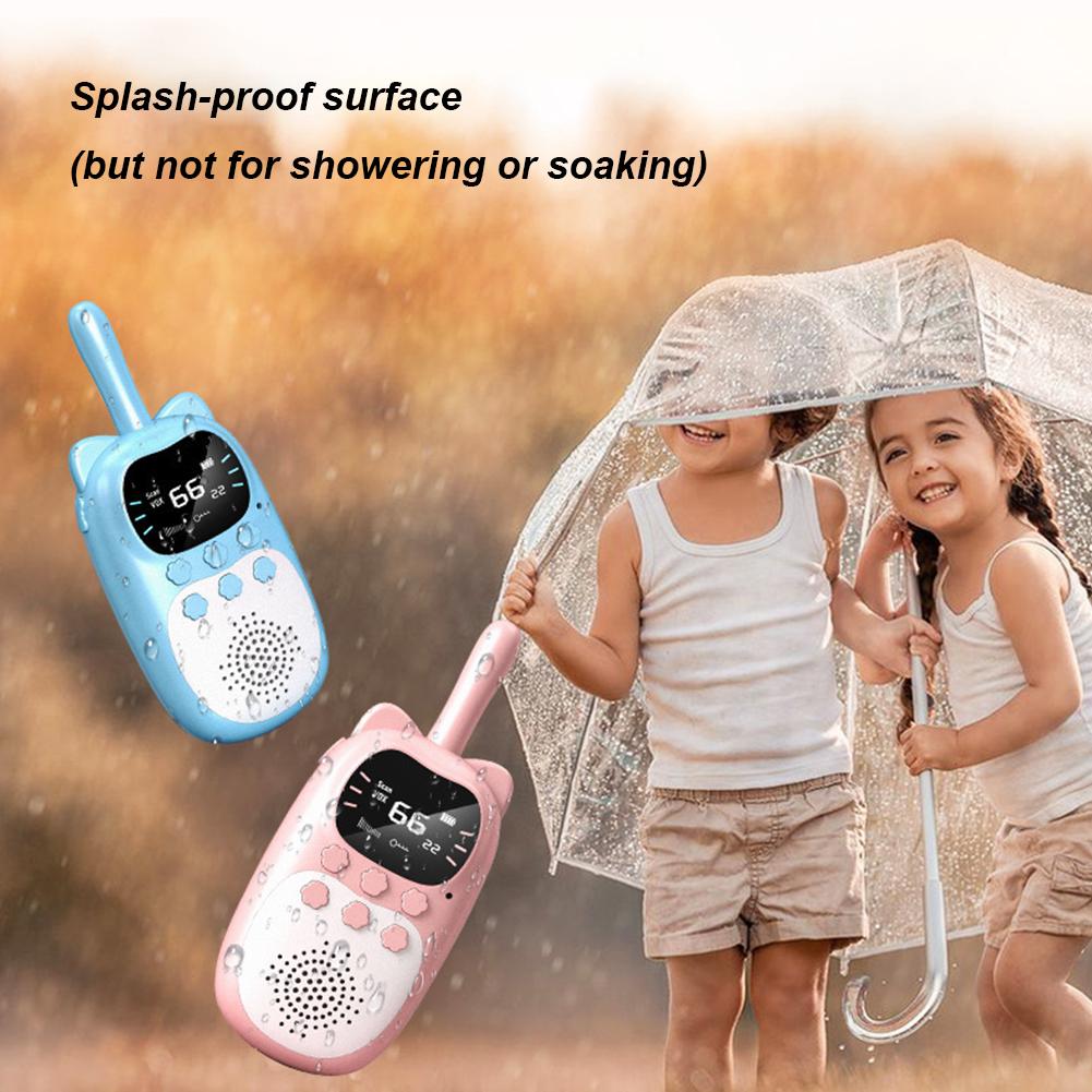 2pcs Cartoon Walkie Talkies Built In 1000mAh Battery Walkie Talkies Toys Long Range 22 Channels Walky Talky for Camping Hiking