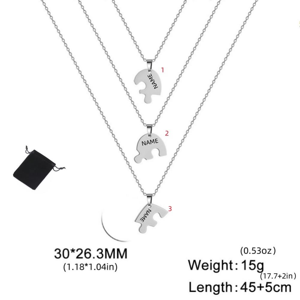 Customized Name Heart shaped Puzzle Necklace Stainless Steel Personalized Love Puzzle Friendship Necklace Family Jewelry Gift
