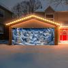 1pc2D flat snow scene Christmas village garage door banner durable holiday decoration no power required wsj