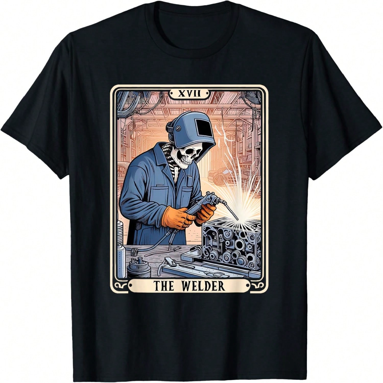 The Welder Welding Tarot Ard Skeleton Funny Metal Worker T-Shirt S разноцветный