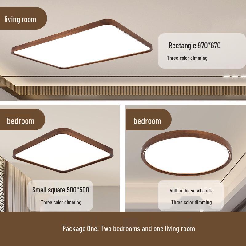 Modern Minimalist Walnut Ceiling Light - Solid Wood for Living Room, Bedroom, Dining Room, and Study