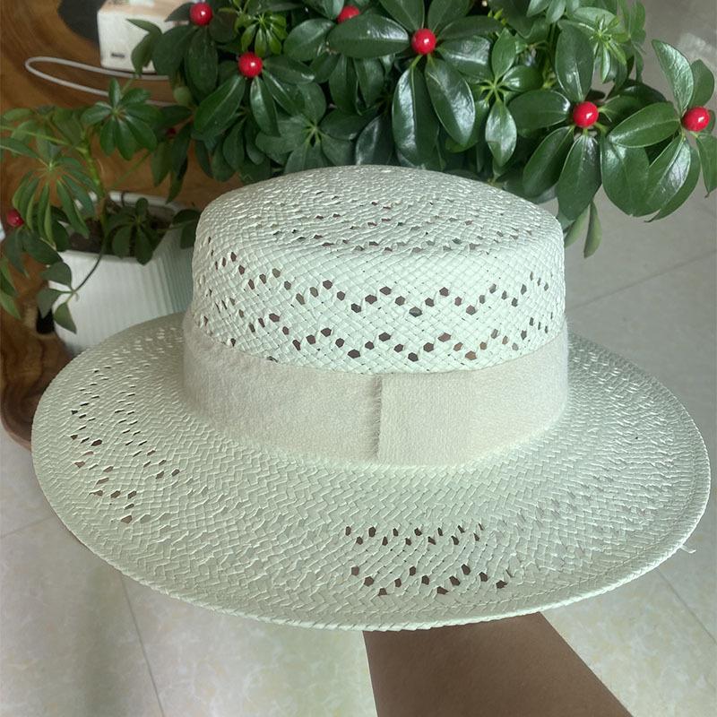 Dale Le Fine Paper Braid Hand-Woven Straw Hat Women'S Summer Visor Ins Wind Hollow Niche Sunscreen Cap