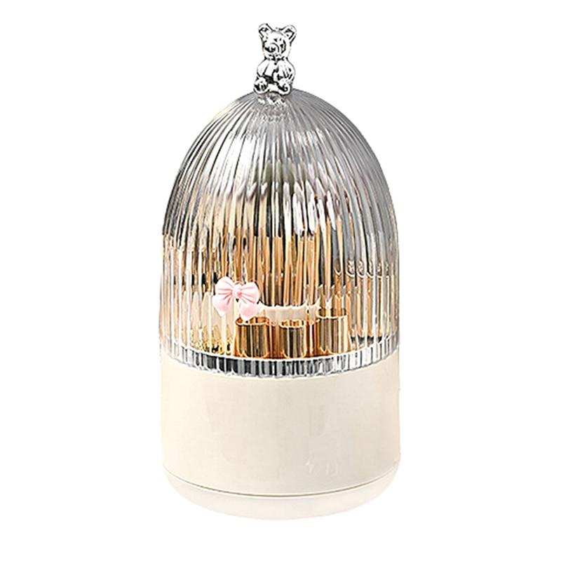 A20F-Rotating Makeup Brush Holder Organizer With Lid 360°Rotating Dustproof Make Up Brush Container With Clear Acrylic Cover