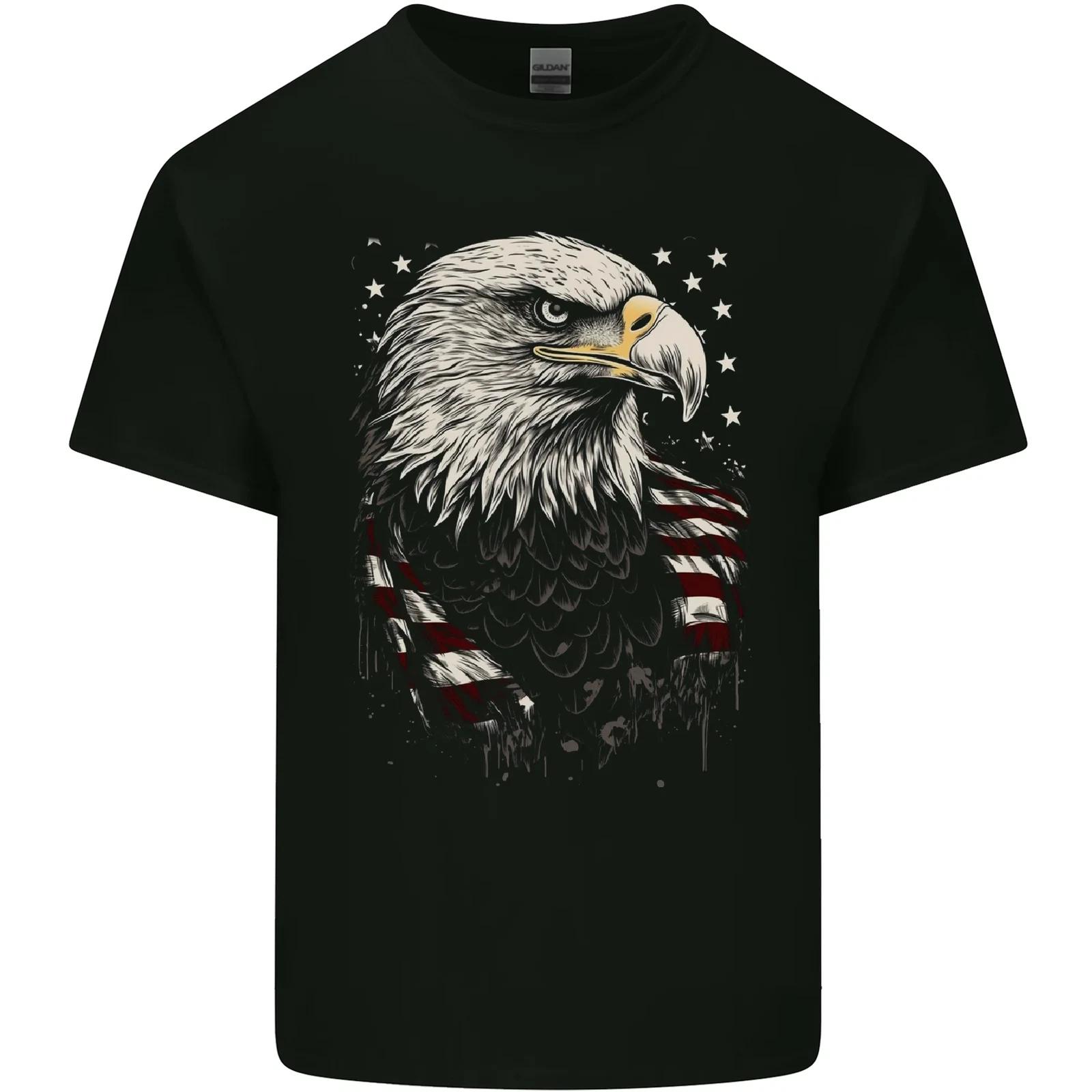 American Eagle With USA Flag Kids T-Shirt Childrens XL