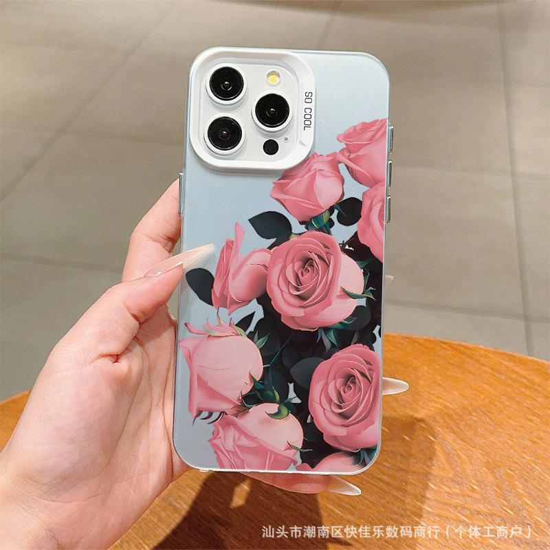 Pink Rose Flower for iPhone Case 16ProMax Apple 11/12/13/14/15 Phone Case