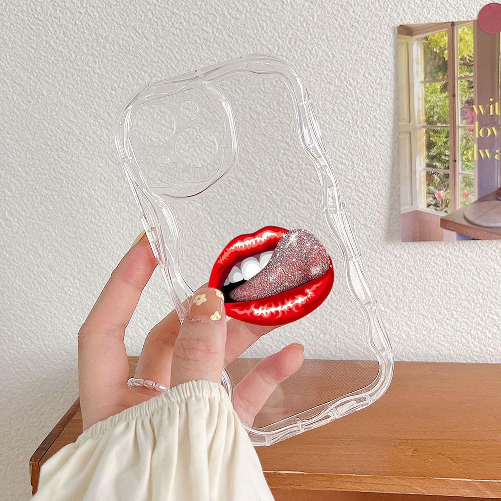 LZ21 Lips kiss design art Clear Soft Wave Phone Cases for Samsung S24 S23 Ultra S20 FE A54 A14 A52s A51 S10 Huawei Honor 90 Protection Back Cover