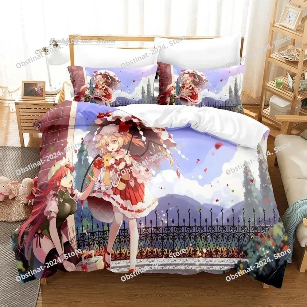 3D Print Kawaii Anime Touhou Project Bedding Set Single Twin Full Queen King Size Bed Set Adult Kid Bedroom Duvet Cover Sets