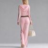 Winter Contrasting Splicing Stripe Knitted Long Sleeved Hooded Jumpsuit