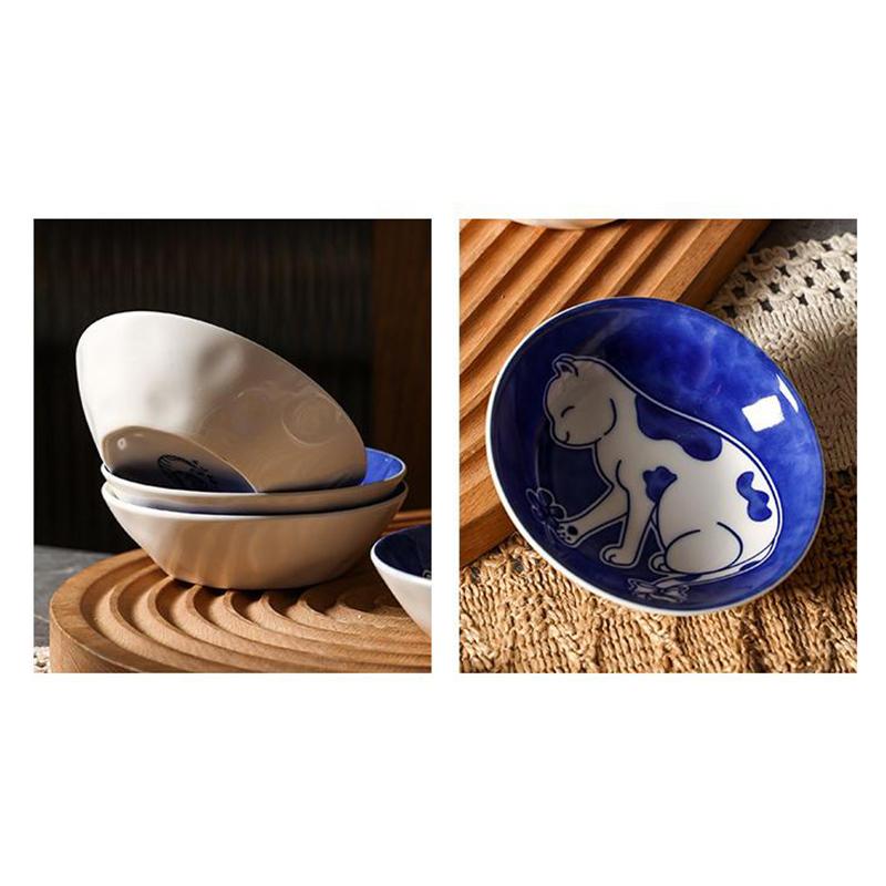 Ins Niedliche Niedliche Katze Geschmacksnapf Keramik Rund Gewürzschale Kinder Cartoon Kreatives Geschirr Essigschale Dip-Schale