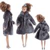 Dark Grey Winter Wear Coat Outfits For Barbie Dolls Fur Doll Clothing Dress Clothes For Barbie 1/6 BJD Doll Accessories Kids Toy