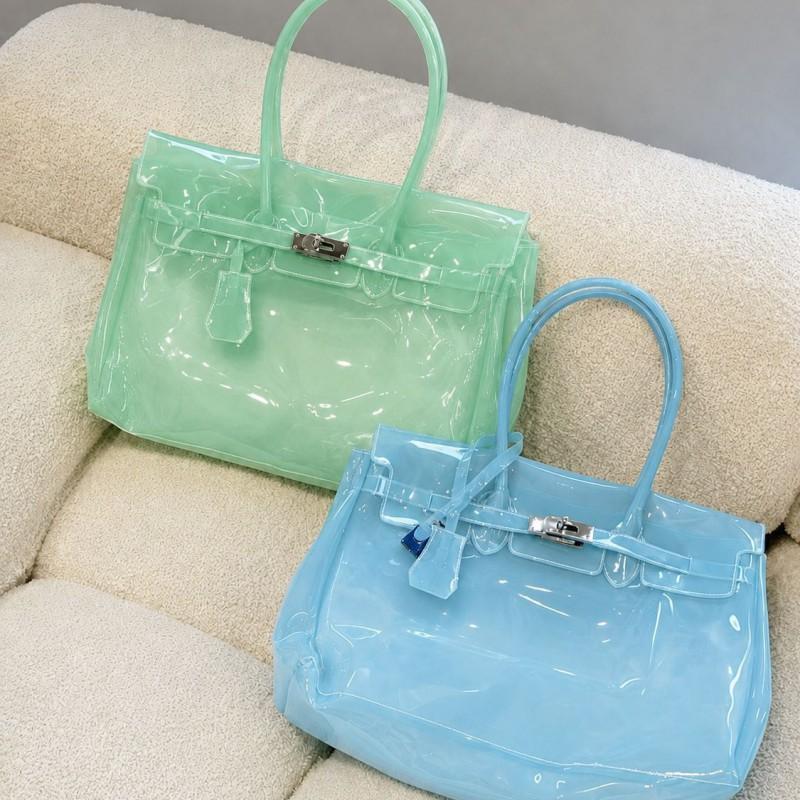 Borsa Tote Jelly in PVC Trasparente da Donna Grande Capacità Portatile a Mano a Spalla Moda Trasparente Stile Crossbody