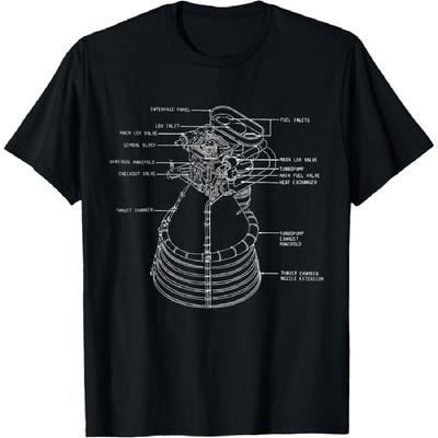 Camiseta con Plano del Motor de Cohete Espacial Saturno V F-1 de Apolo