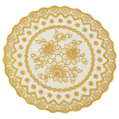Round PVC Hollow Floral Gold Stamped Placemat
