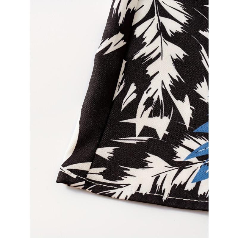 Women's High Waist A Line Midi Skirt with Tropical Floral Print Vacation Skirt Summer Casual Skirt for Women Elastic Waist