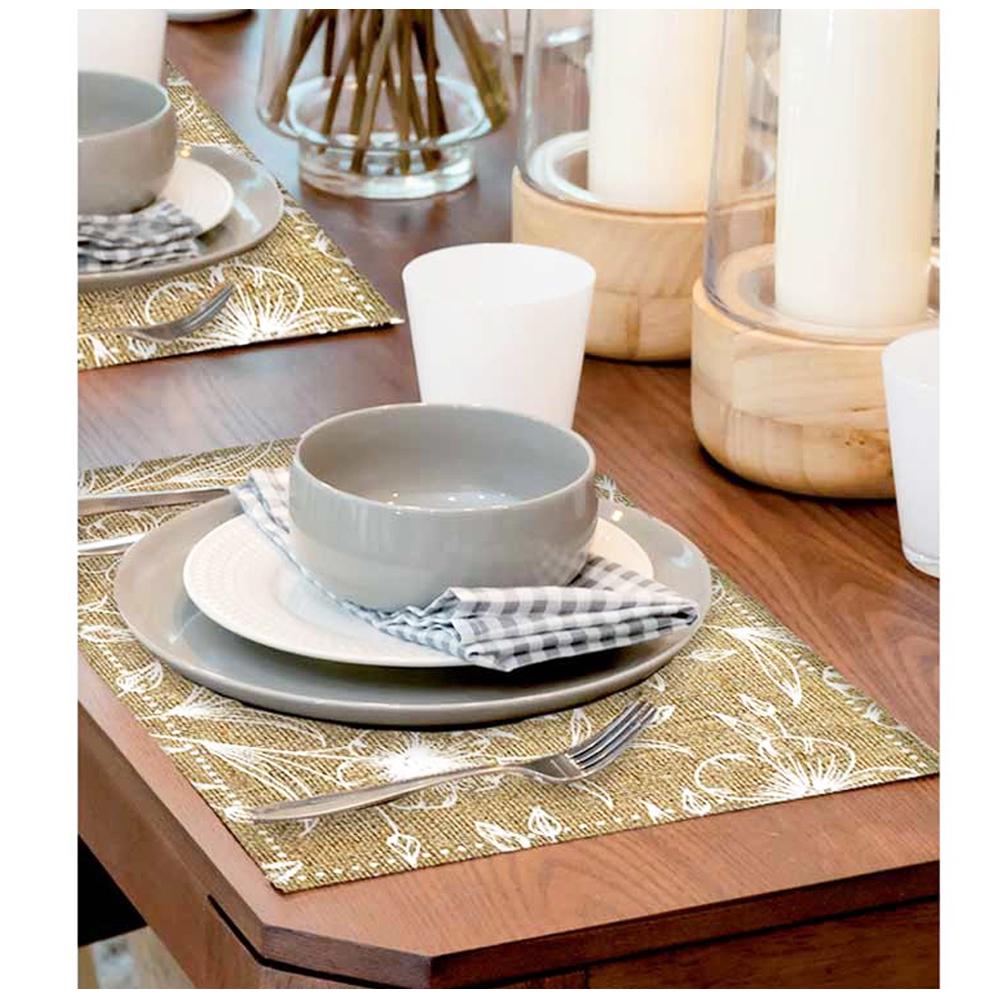 Les Trésors De Lily [Q4140] - White Beige 'Country' Burlap Placemat - 42x30 Cm
