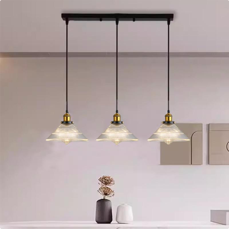 LED Vintage Glass Pendant Light Green Hanging Lamps Living Room Decor Luminaire Hall Bedroom Dining Room Chandelier Ceiling Lamp