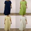 Cotton Linen Pleated Midi Dress With Loose Waist For Casual Wear