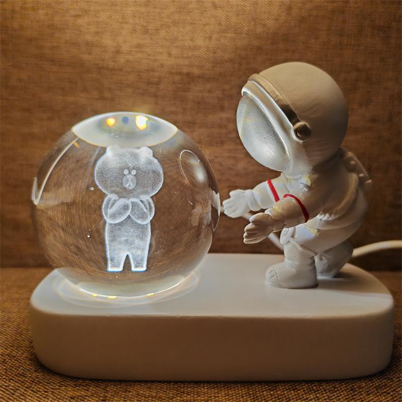 Astronaut Creativ 3D Minge de Cristal Led Lumină de noapte pentru Dormitor Copii Planetă Spațiu Lampă Sistem Solar USB Cadou de Crăciun pentru copii