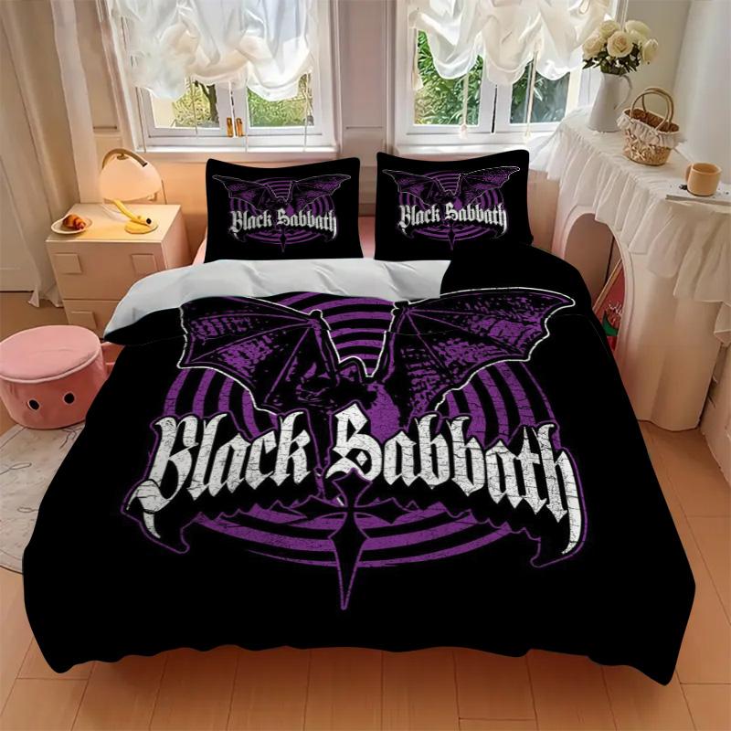 Black Sabbath Bedding 3 Piece Set HD Print Duvet Cover Pillowcases for Teens Adult Bedroom Decoration Christmas Gift