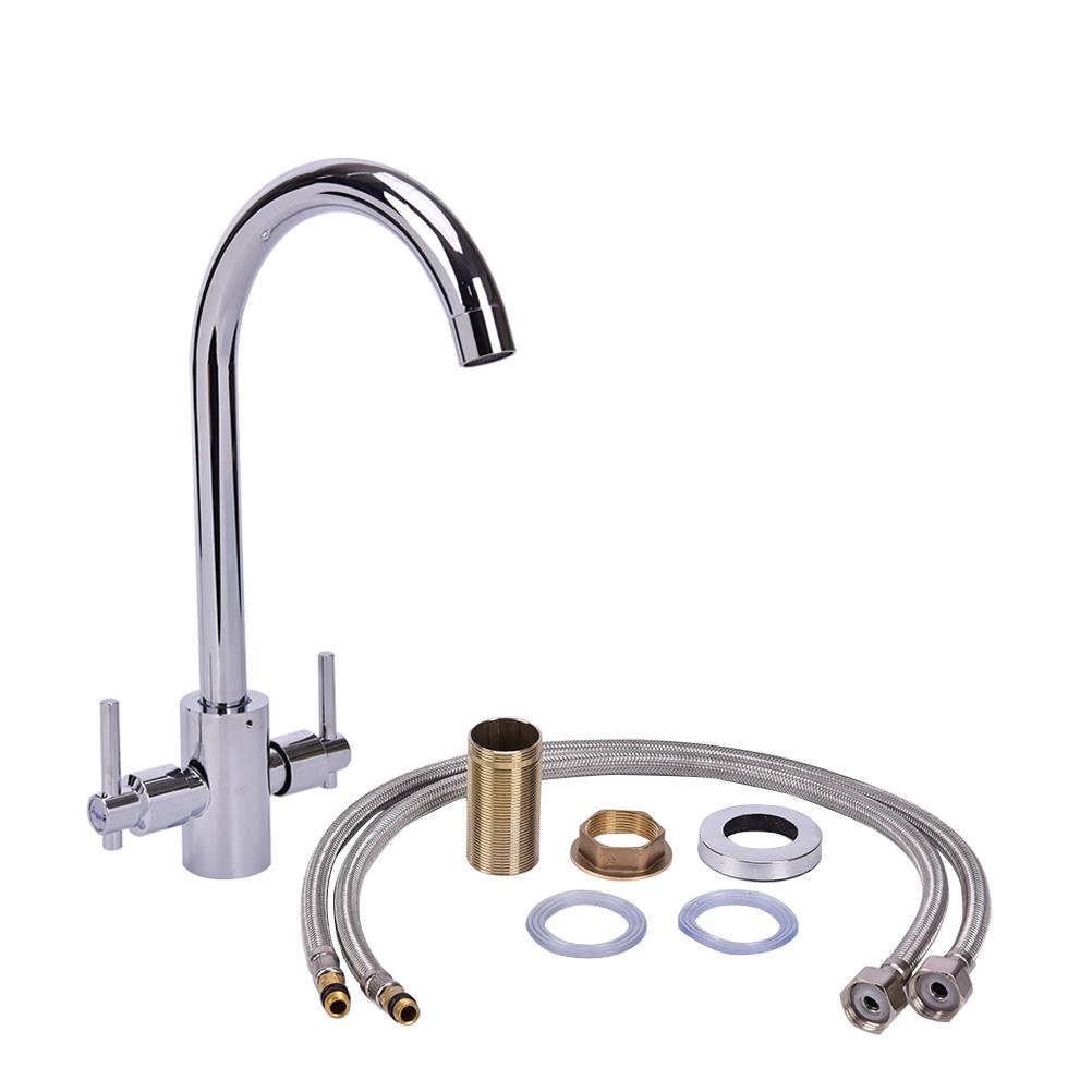 Modern Kitchen Sink Mixer Taps Swivel Spout Dual Lever Tap Mono Brushes Faucet Modern Kitchen Sink Mixer Taps Swivel Spout Dual Lever Tap Mono Brushes Faucet