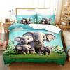 Cute Cartoon Elephant Duvet Cover Set 3D Animal Bedding Set Soft Microfiber Quilt Cover For Kids Adults Bedroom