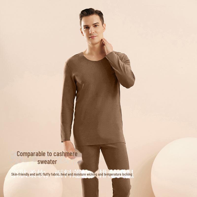 Men’s Thermal Underwear Set: Velvet, Antibacterial, Hyaluronic Acid-Infused, Long-Sleeved, Autumn/Winter Comfort