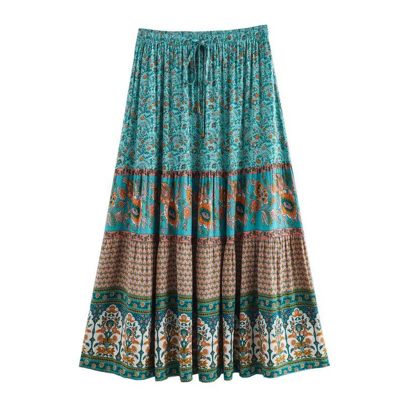 

Kaslead New Arrival Women s Clothing Fashion Style Fashion All-Match Casual Rayon Positioning Short Sleeve Elastic Waist Skirt Color L