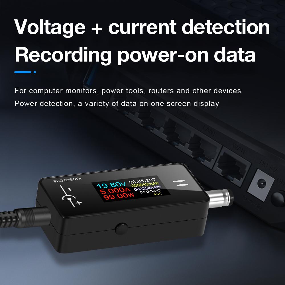 Color Screen Voltage Current Detector KWS-DC28 DC Tester 5525 Interface Volt Ammeter Cell Phone Charging Testing Device
