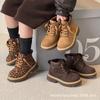 Botas Martin de Inverno Quentes para Crianças com Zíper Lateral Couro Genuíno Camurça Sola de Borracha Antiderrapante Estilo Britânico Meninos Meninas