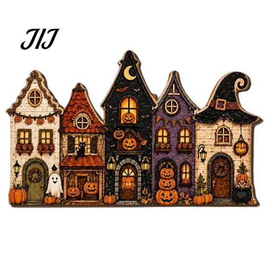 Decorative Wooden Pendant for Party Halloween House Hanging with Hemp Rope Wall Door Haunted Decoration Decoration, Castle Ornaments Pumpkin