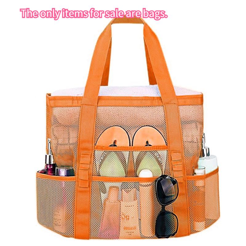 Large Capacity Mesh Beach Tote Bag for Swimming, Shower, Fitness & Travel, Foldable Grocery Zipper Bag, Summer Beach Essential