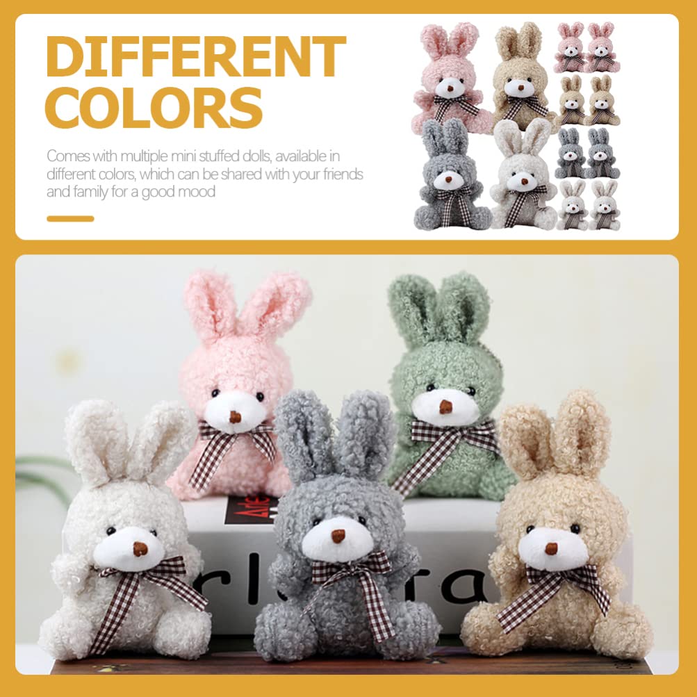 HEMOTON Mini Rabbit Stuffed Animal Party Small Plush Animal Birthday Day Easter Plush Fillers 12-Piece Keychains, Favors, Keychains, Gifts,