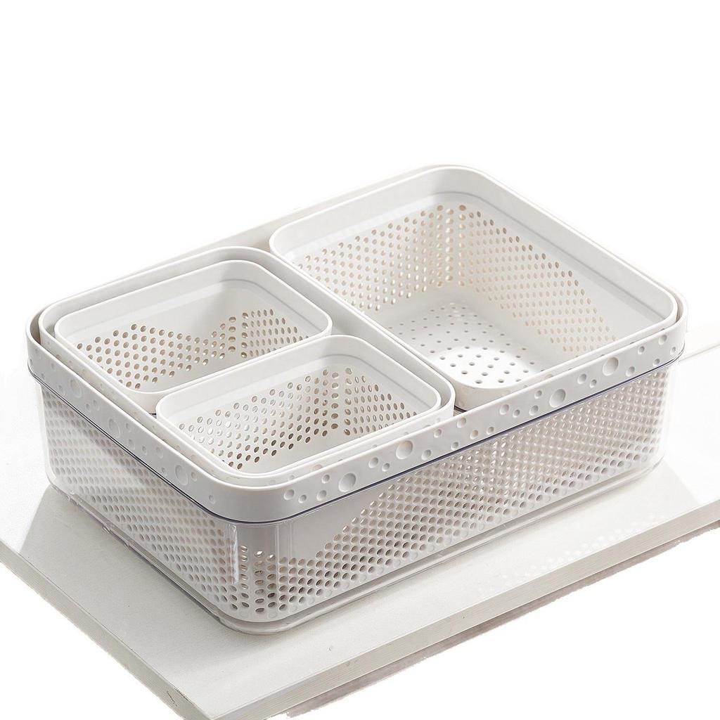 Multi-Functional Double-Layer Kitchen Draining Basket for Dishwashing and Vegetable Cleaning