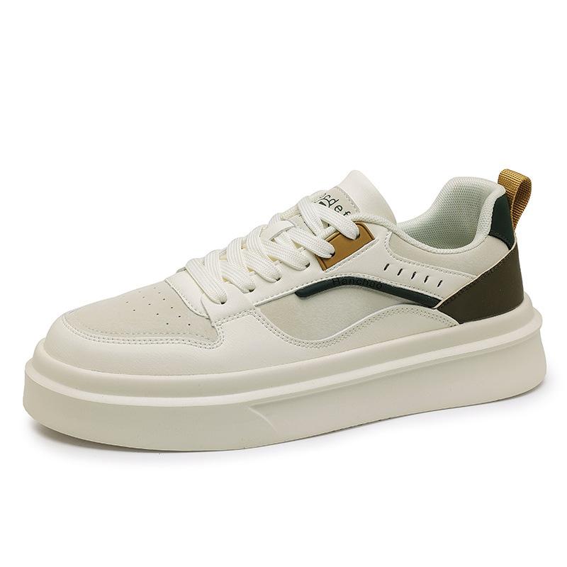 

Men s fashion four-season non-slip platform shoes outdoor low-top lace-up casual board shoes student leather white shoes 2025 44