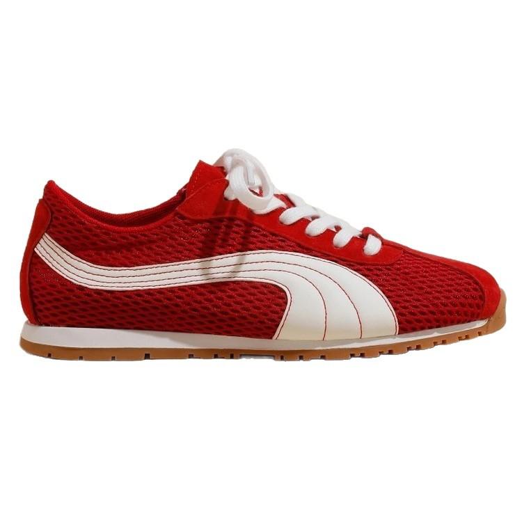 Red Dexun Single Shoes Women's 2025 New Retro Versatile Forrest Gump German Training Shoes Women's Summer Mesh Breathable Flat-bottom Sports