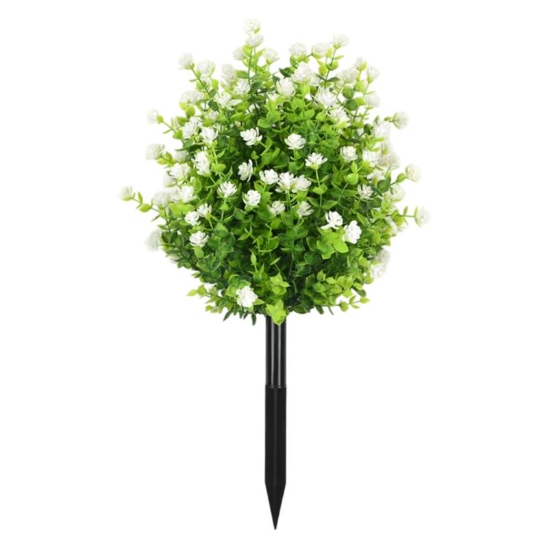 Realistic Artificial Eucalyptuses Leaves Ground Stakes For Outdoor Garden Decoration With Weather Resistant Plastic And Soft Rubber