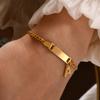 Qiuhan Zircon Letter Children's Baby Bracelet Stainless Steel Gold Engraved Custom Name Bracelet