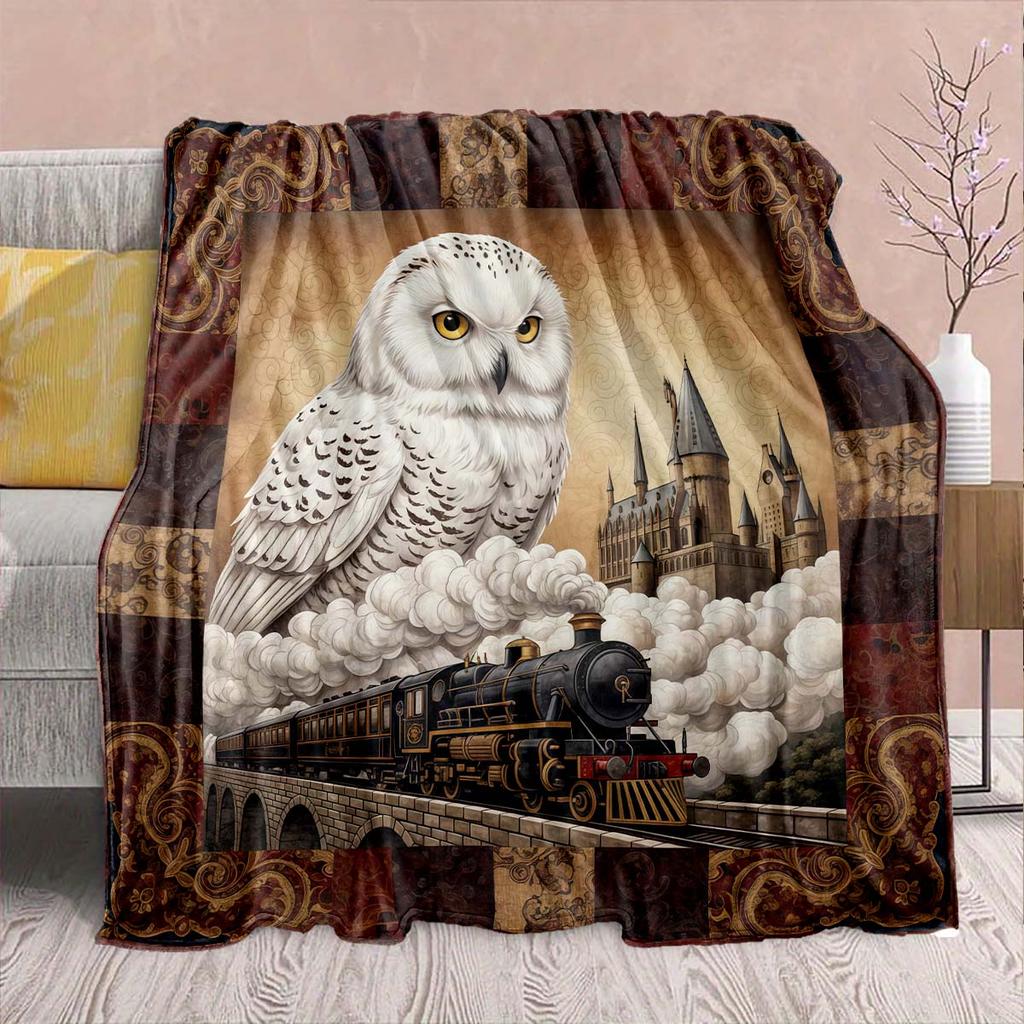 Magic Owl Flannel Blanket - Soft Warm Perfect for Sofa, Bedding Camping Travel Office Home Decor 