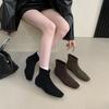 2025 Autumn and Winter Heightening French Retro Pointed Short Boots Women's Soft Sole High Heel Elastic Thin Boots Tide