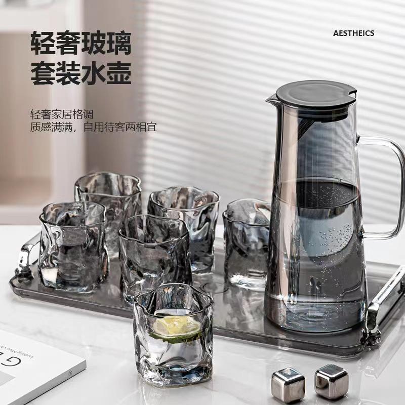 

Large Capacity 7PCS Water Set INS Style Handle Kettle Heat-Resistant Cups High-Aesthetic Home Use