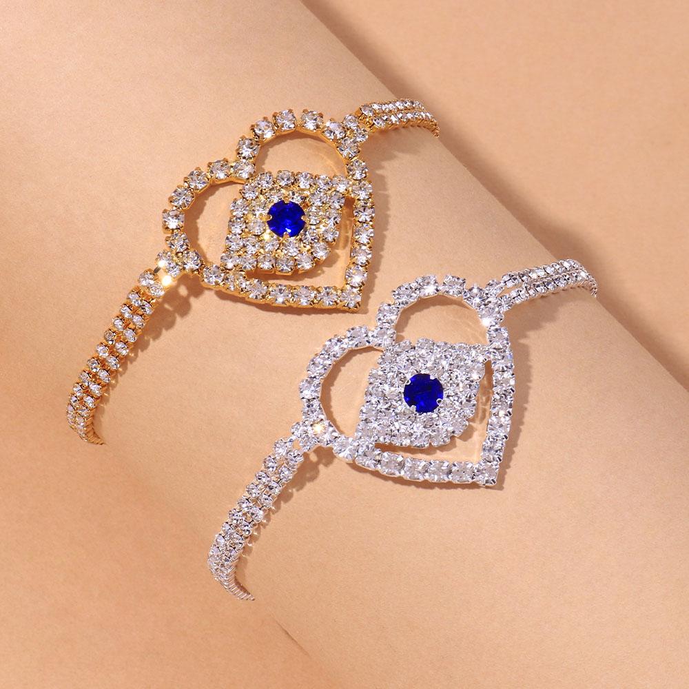 Stonefans Boho Blau Evil Eye Herz Fußkettchen Armband Großhandel Für Frauen Tennis Strass Fußkettchen Armband Kette Barfuß Schmuck