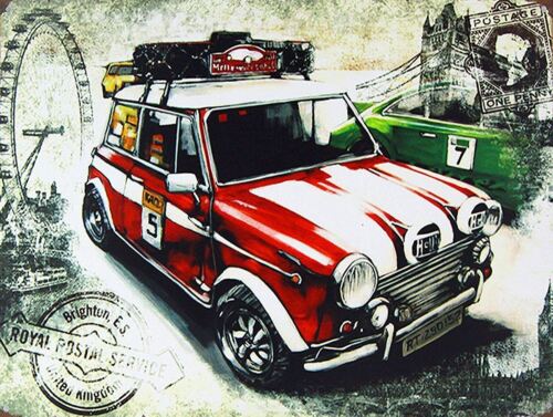 MINI CAR BRIGHTON Retro Metal PlaqueSign Pub Bar Man CaveAluminum 20x30cm(7.8x11.8inch)