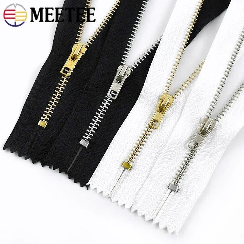 Meetee 10/20Pcs 3# Metal Zippers 10-30cm Close End Black White Zip for Bags Jeans Jacket Pocket Zips DIY Sewing Accessories