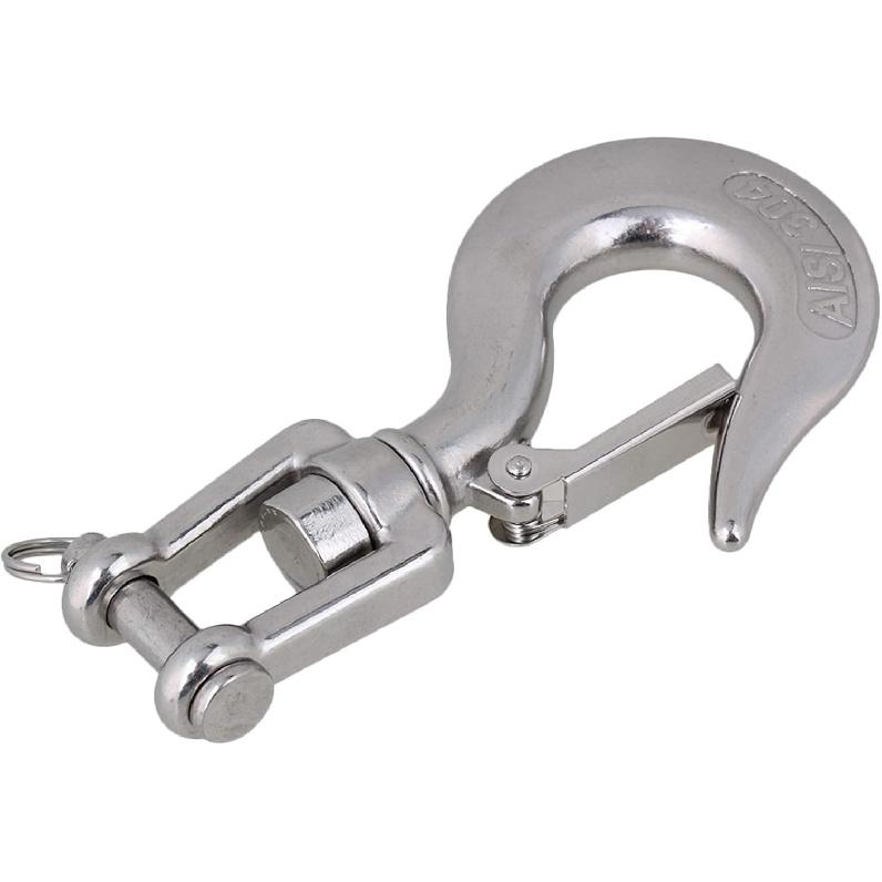 BQLZR 304 Stainless Steel American Type Swivel Lifting Clevis Chain Hook with Latch 1000KG Working Load Limit