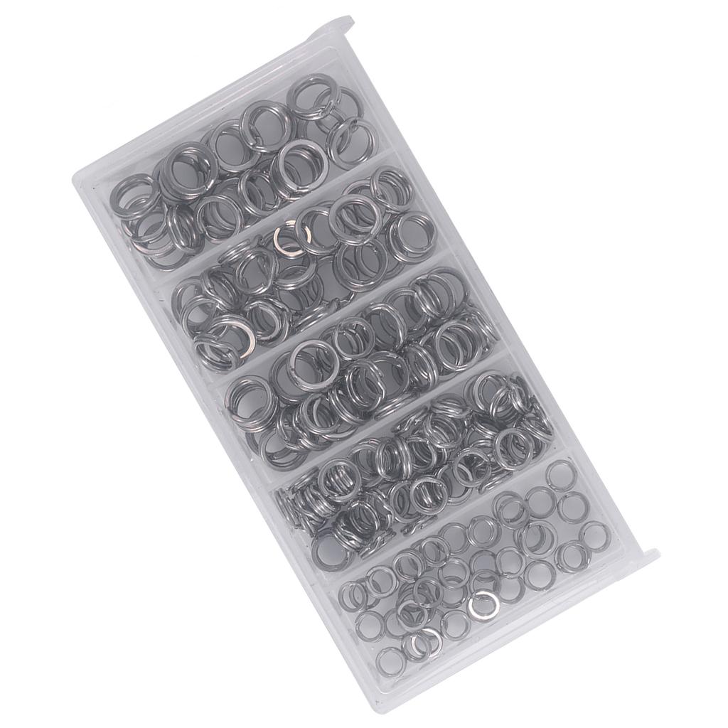 200PCS 5Sizes Heavy Duty Stainless Steel Split Rings Solid Lures Connectors Fishing Tackle